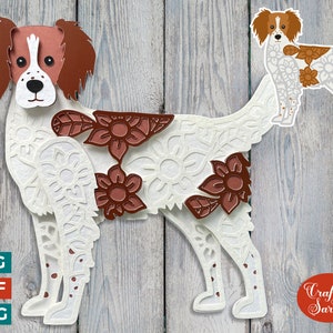Brittany Spaniel SVG / File di taglio del cane Brittany Spaniel a strati