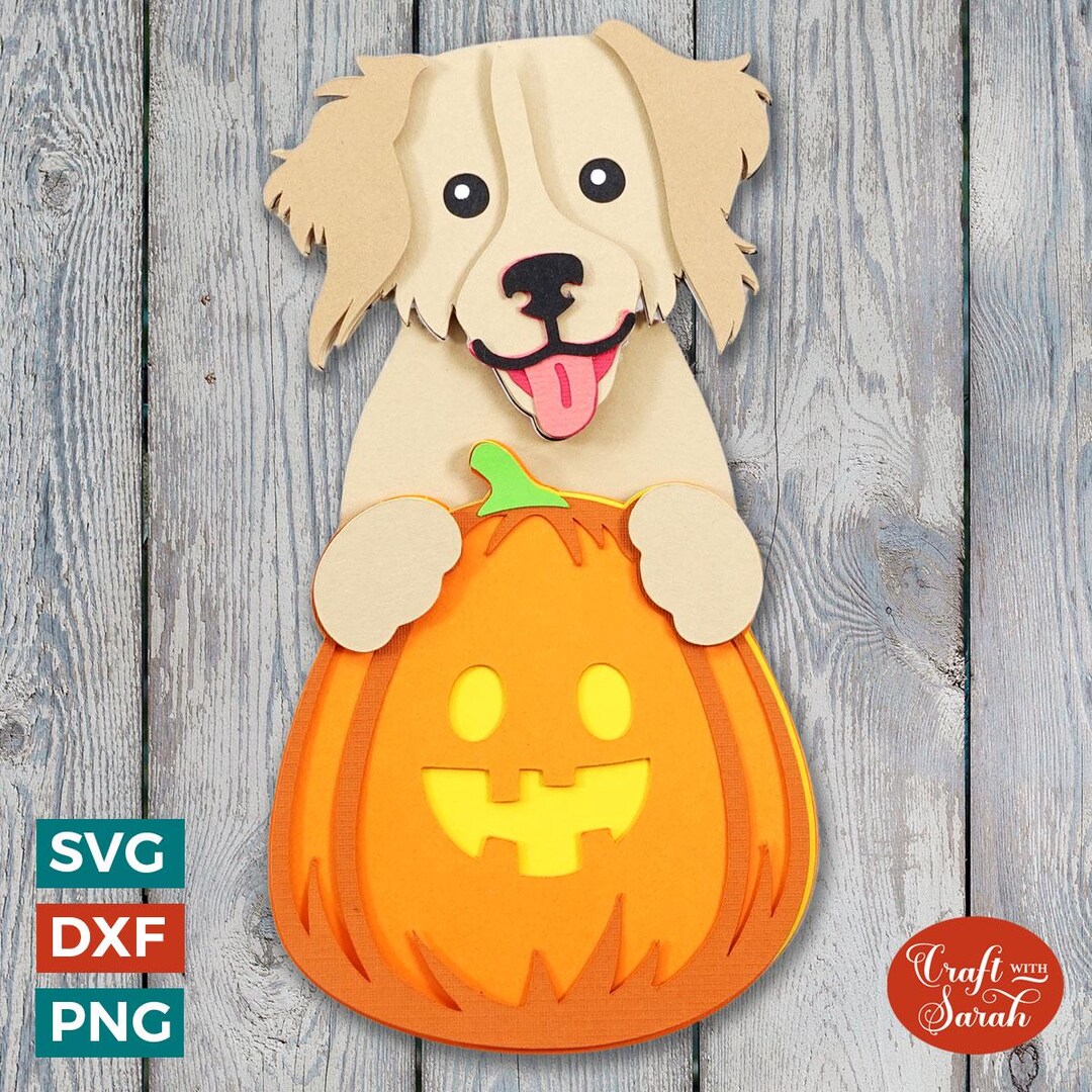 Golden Retriever SVG | Halloween Dog With Jack O Lantern Cut File - Etsy