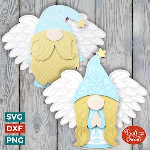 Archivos SVG de gnomos ángeles / Archivos de corte de gnomos masculinos y femeninos navideños