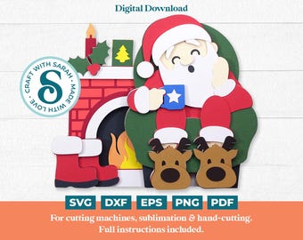 Vermoeide kerstman-svg | Gelaagd Sleepy Father Christmas-snijbestand