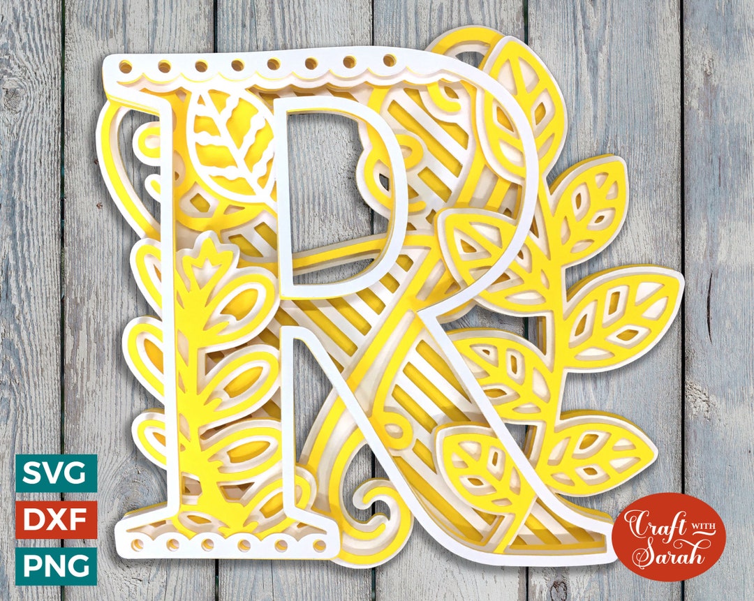 Letter R 3D Filigree Alphabet SVG for Cricut, 3D SVG R Monogram - Etsy