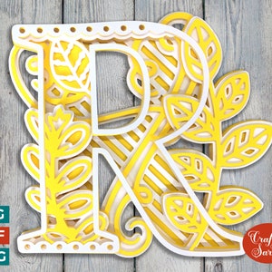 Buchstabe R 3D Filigree Alphabet SVG für Cricut, 3D SVG R Monogramm