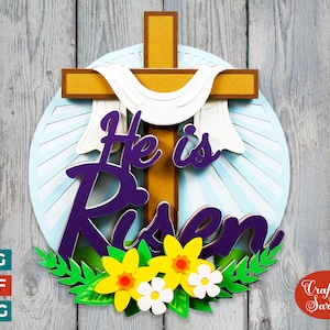 He is Risen SVG File | Layered Easter Cross Cutting File