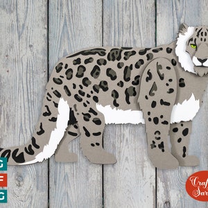 Léopard des neiges SVG | Fichier 3D en couches de léopard des neiges