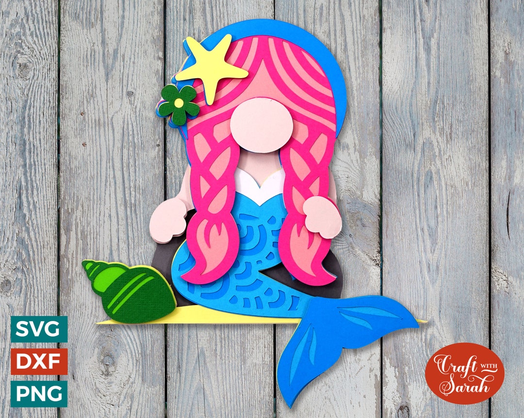 Mermaid Gnome SVG | Layered Ocean Gonk Cut Files - Etsy