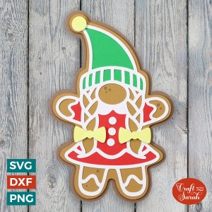 Gnomo de jengibre SVG / Archivo de corte de gnomo navideño femenino