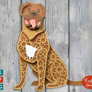 Bordeauxdog SVG | Gelaagde bordeauxrode snijvijl