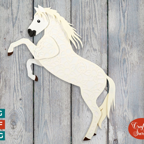 Lipizzaner Horse SVG | 3D Layered Lipizzan Horse Cutting File