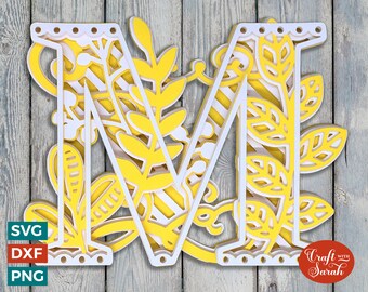 Letter M 3D Alphabet SVG for Cricut, 3D SVG M Monogram