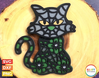 Halloween Black Cat SVG | Layered Cat Cutting File