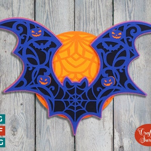 Mandala Bat Warstwowy SVG | 3D Halloween Bat SVG