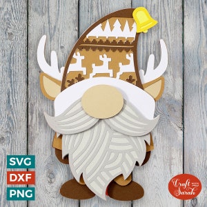 Archivo de corte de gnomo reno SVG / Gnomo navideño masculino