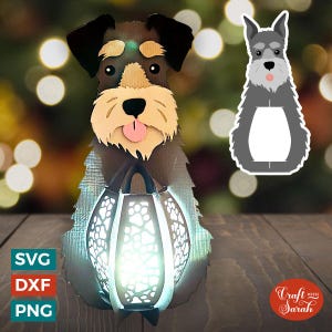 Zwergschnauzer Laterne SVG | Schnauzer 3D Laterne Design Plotterdatei