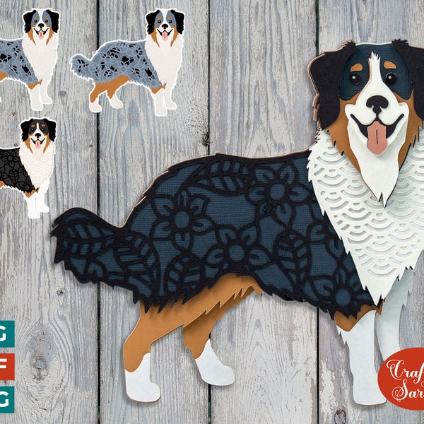 Australian Shepherd Dog SVG | Layered Australian Shepherd Cutting File