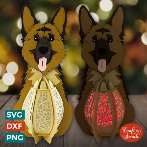 Schäferhund Laterne SVG | 3D Schäferhund Laterne Plotterdatei