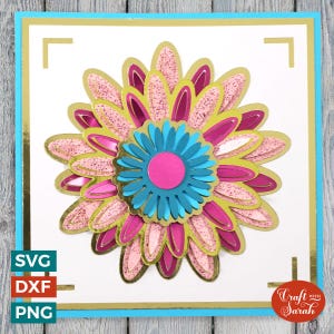 Carte florale dépliante SVG | Fichier découpé pour carte de voeux de fleurs pliable en couches