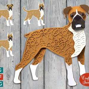 Boxer Hund SVG | Geschichtete Boxer Hund Plotterdatei