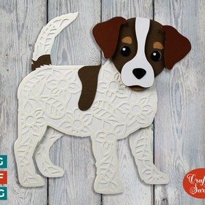 Chiot Jack Russell SVG | Lime à découper pour chiots petit terrier en couches