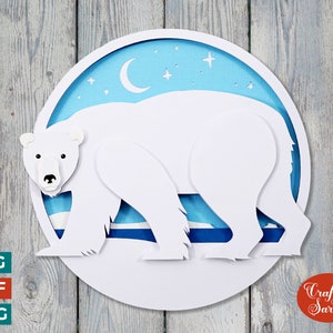 Polar Bear SVG | Layered Polar Bear in the Wild Cutting File