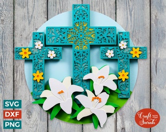 File SVG con croci pasquali / File di taglio con mandala a strati