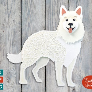 Berger Blanc Suisse SVG | Lime à découper superposée pour chien de berger blanc
