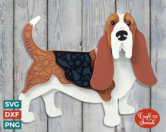 Basset Hound Dog SVG | Layered Basset Cutting File