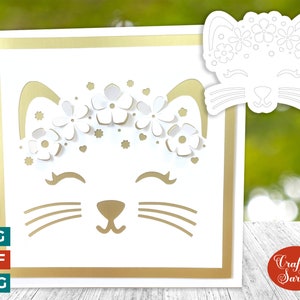 Couronne de chat pop-out | Carte de voeux « coupée et pliée »