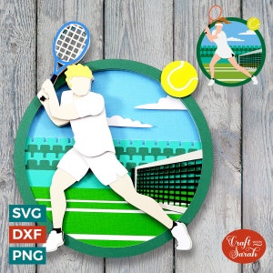 Tennis SVG / Giocatore di tennis maschio e femmina con file di taglio della racchetta
