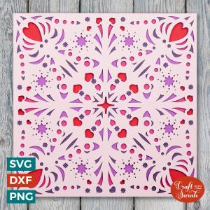 Hearts Quilt Card SVG | Layered Greetings Card Cutting File