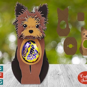 Porta huevos de Yorkie SVG / Porta huevos de chocolate de Pascua de Yorkie