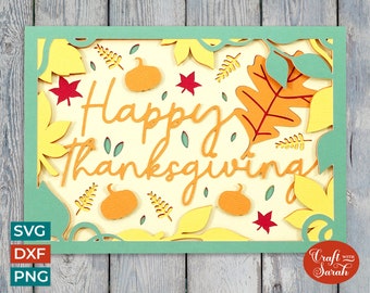 Tarjeta SVG de Feliz Día de Acción de Gracias / Tarjeta de felicitación de otoño con calabaza