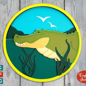 Alligator SVG | 3D geschichtete Florida Alligator Schneidedatei