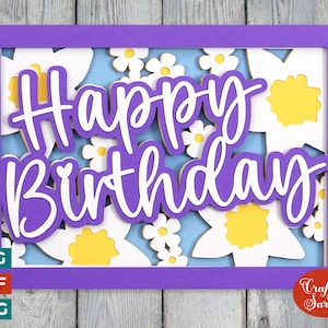 Carte de voeux de joyeux anniversaire | Carte Fleurs blanches