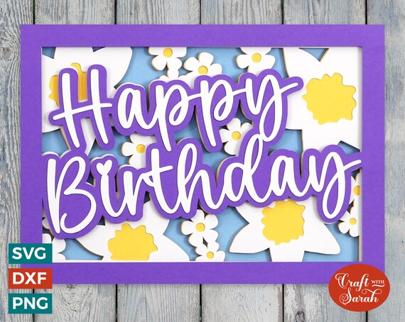 Happy Birthday Greetings Card | White Flowers Card