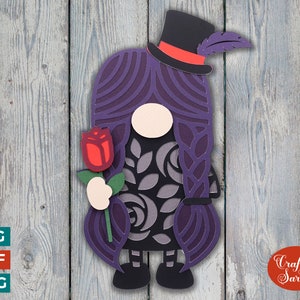 Gothic Gnome SVG File | Layered Female Gothic Gnome Cutting File