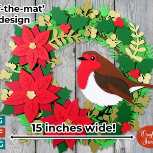 Kerst Robin-krans gelaagde SVG | Gigantische kant-en-klare krans