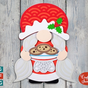 Gnomo de la señora Claus SVG / Gnomo navideño femenino en capas SVG
