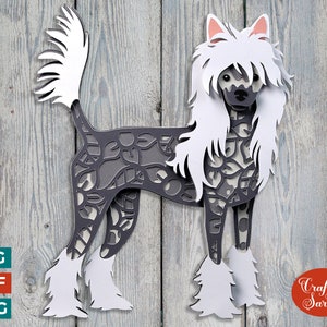 SVG Chinese Crested / File di taglio per Chinese Crested senza peli a strati
