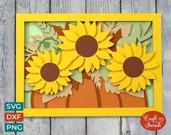 Sunflower Pumpkin Card SVG| Layered Fall Greetings Card