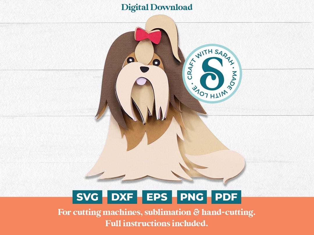 Shih Tzu With Bow SVG | Layered Dog Cute Animal Cut Files - Etsy UK