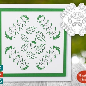 Oak Leaves Cut Tuck Card SVG | Cut & Tuck Greetings Card 17