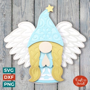 Gnomo ángel de Navidad SVG / Archivos de corte de Gonk de natividad femenina festiva