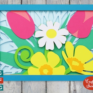 Frühlings Blumen Grüße Karte | Geschichtete Osterkarte SVG