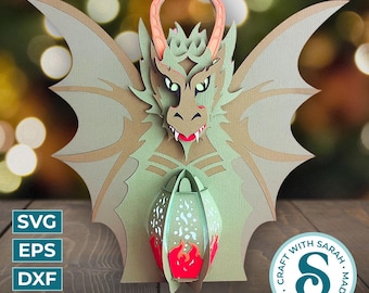 Medieval Dragon Lantern SVG | 3D Dragon Lantern Design Cutting File