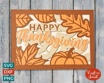 Tarjeta SVG de Feliz Día de Acción de Gracias/Tarjeta con hojas de Acción de Gracias