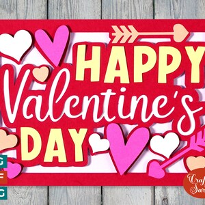 Valentines Day Greetings Card | Layered Valentines Day Card SVG