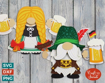 SVG de gnomes de l'Oktoberfest | Nains allemands avec des chopes de bière