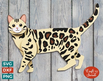 Bengalkatt Layered SVG | Layered Bengal Leopard Cat Cut File