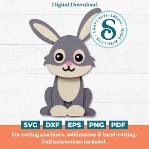 Lapin SVG | Fichiers de coupe d'animaux mignons en couches