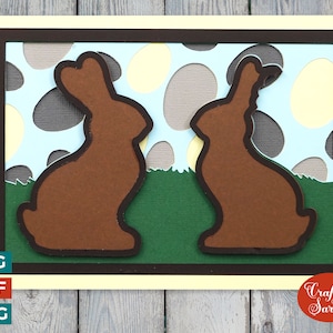 de voeux de lapins en chocolat | Carte de Pâques en couches SVG